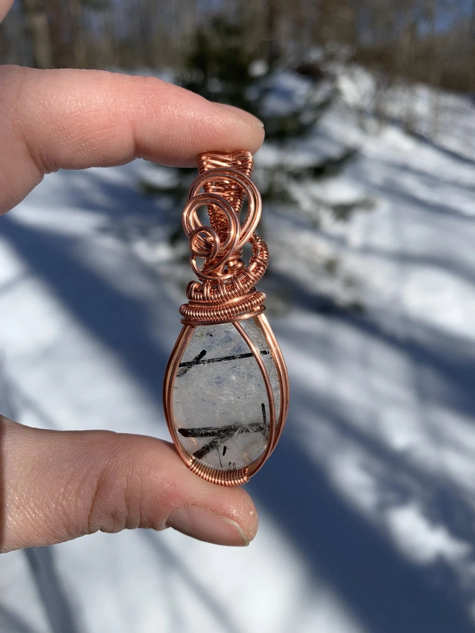 Black Tourmalinated Quartz Pendant