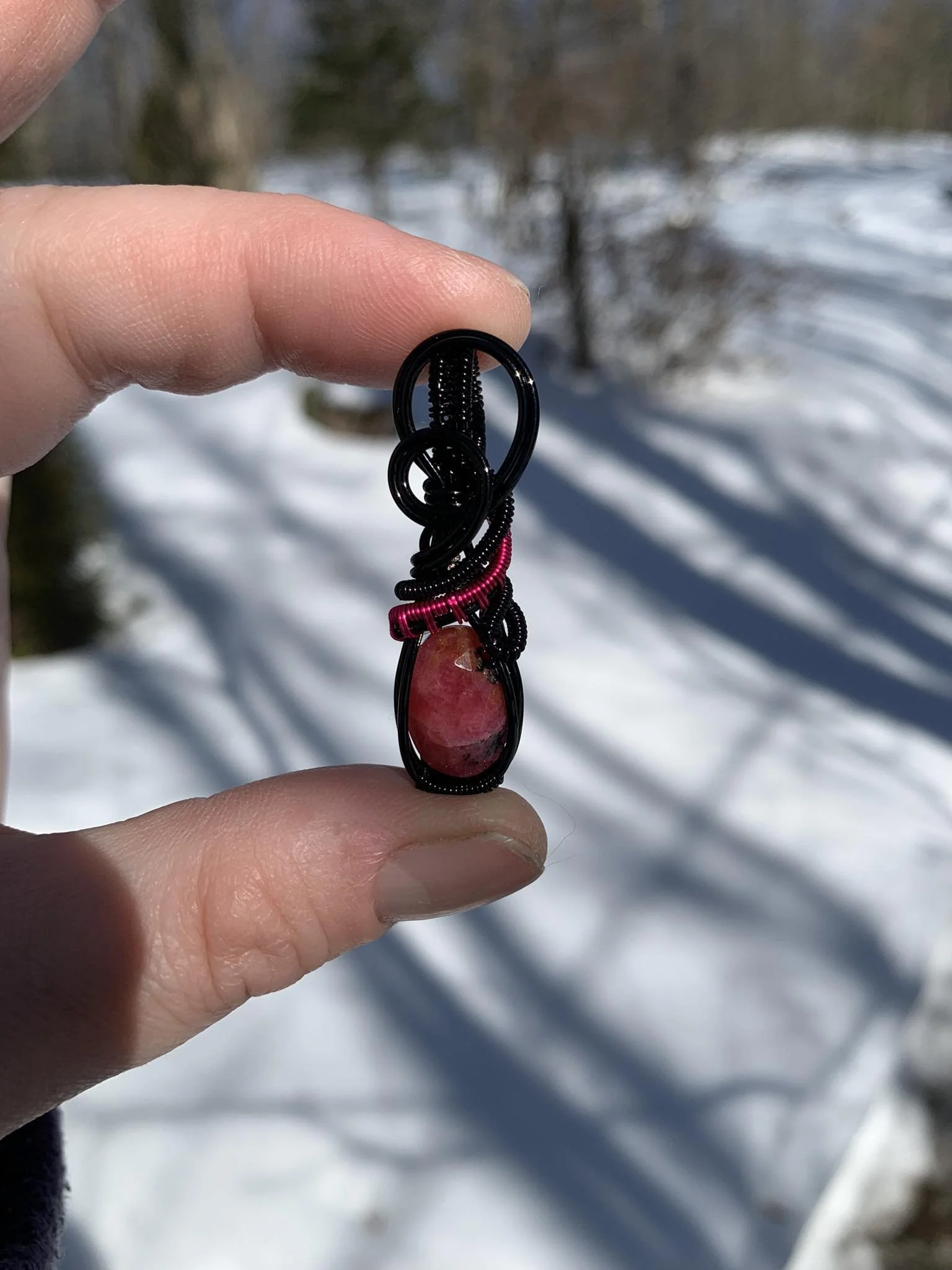 Faceted Rhodonite Mini Pendant