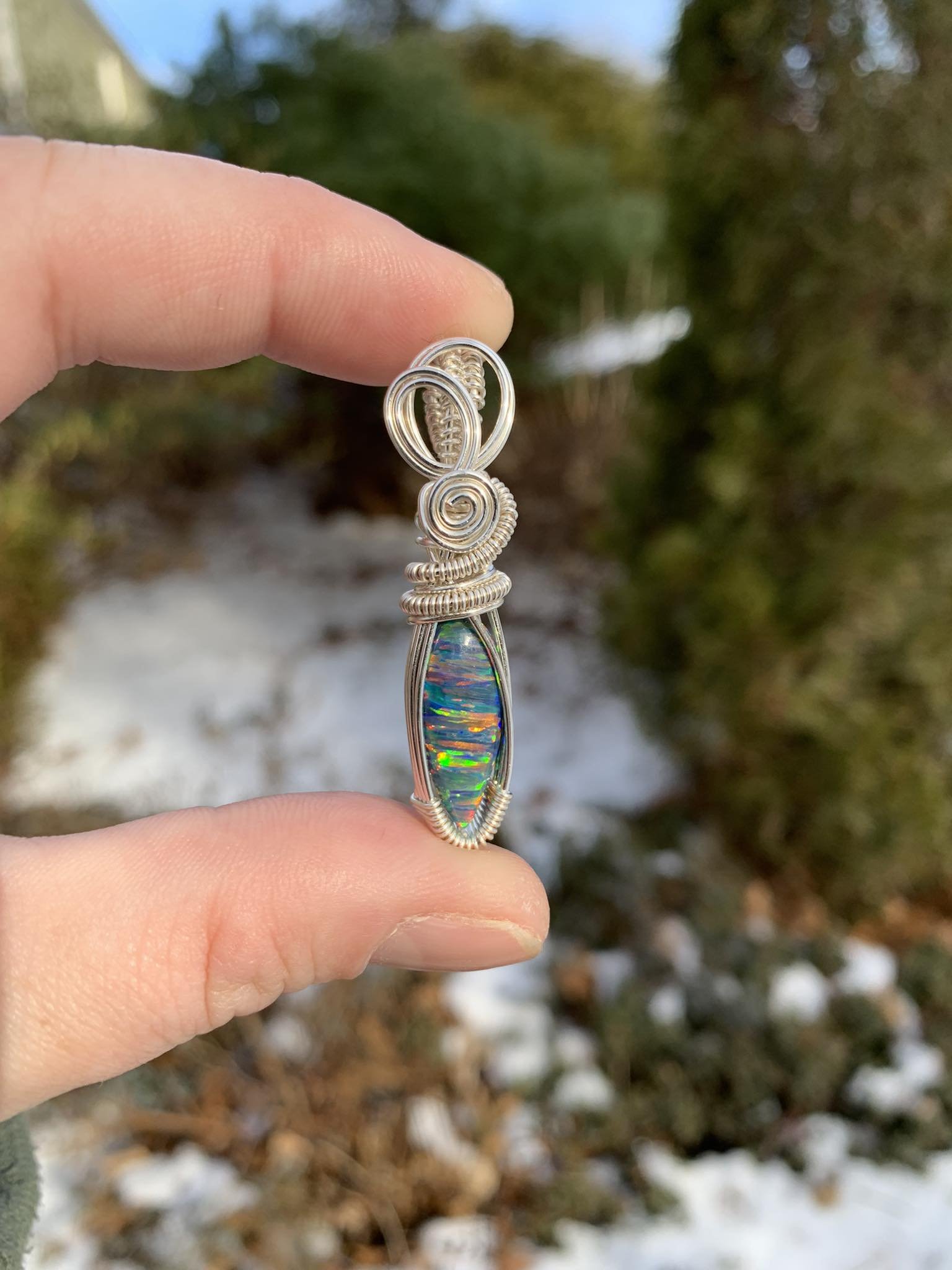 Synthetic Black Opal Pendant
