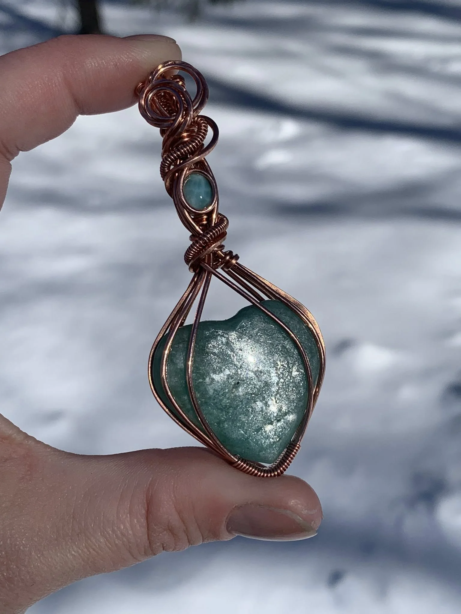 Amazonite + Larimar Pendant