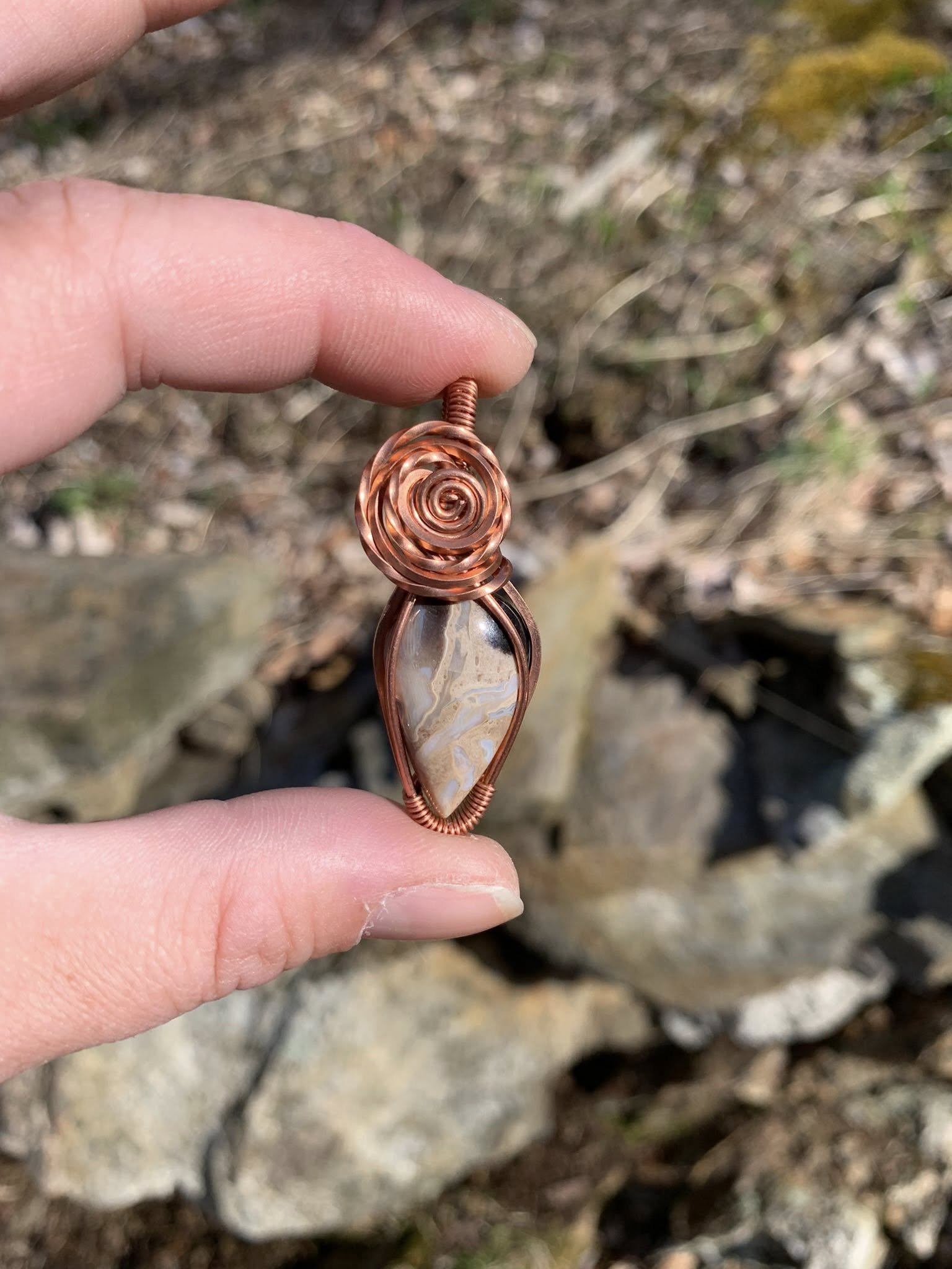 Fossilized Palm Root Pendant