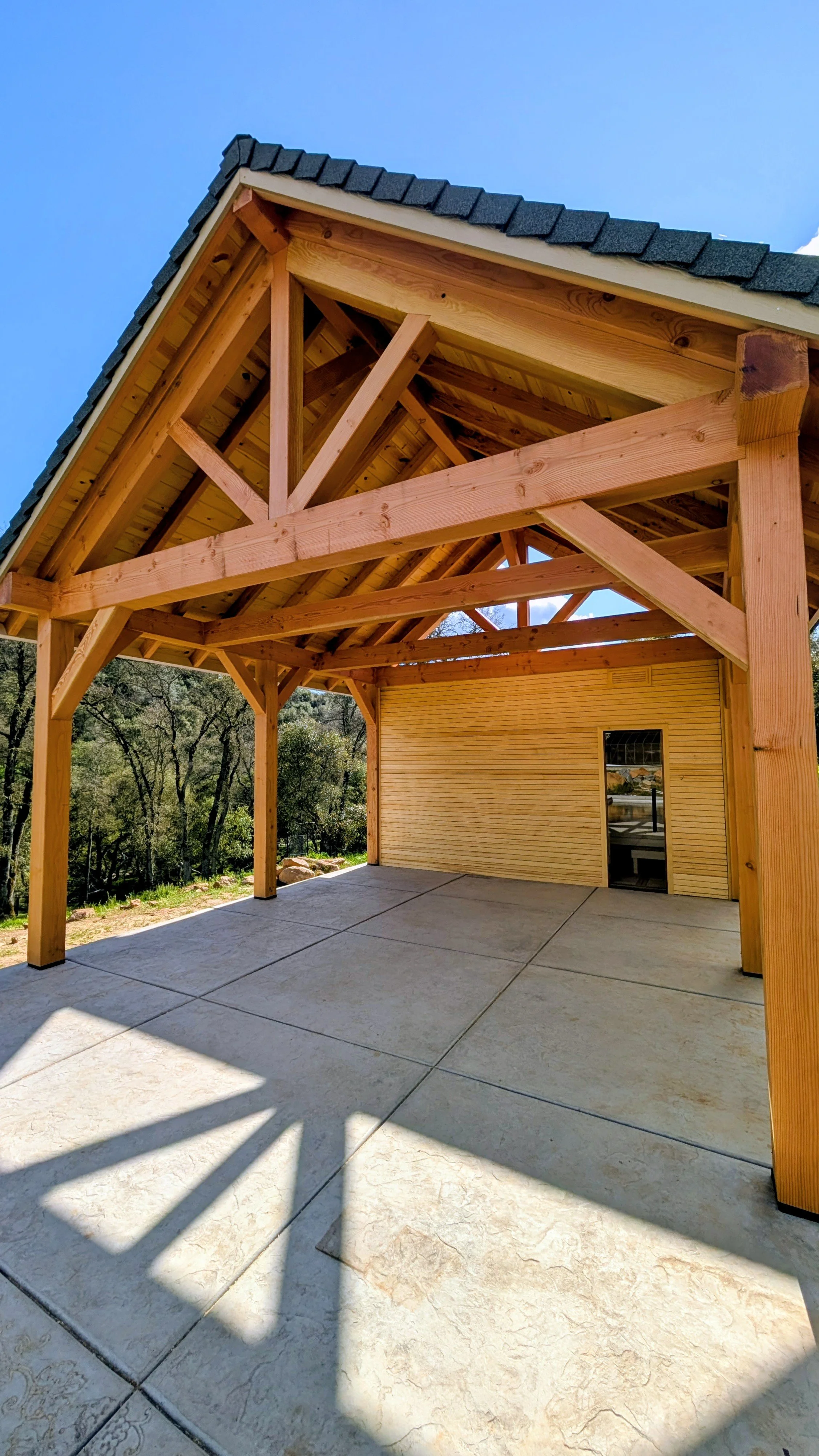 Timber Framed Pool House with attached Sauna.
