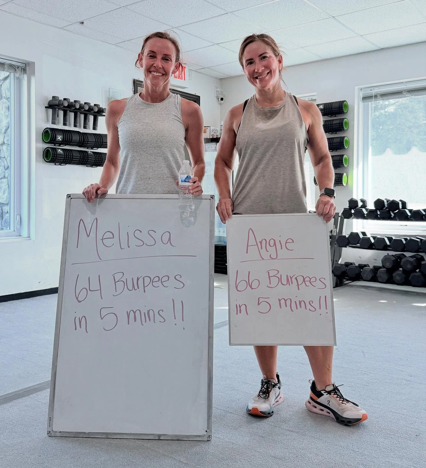 🚨 Burpees Challenge Winners 🚨 - Melissa &amp; Angie!!

Burpees = ultimate functional move 🏋️&zwj;♂️ They build strength, endurance &amp; agility for real-life movement! 

Who&rsquo;s ready for the next challenge?! 

#tribefitness #roanokeva #gym #