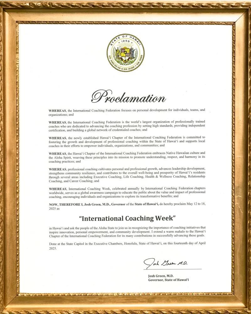 International Coaching Week Governor’s Proclamation