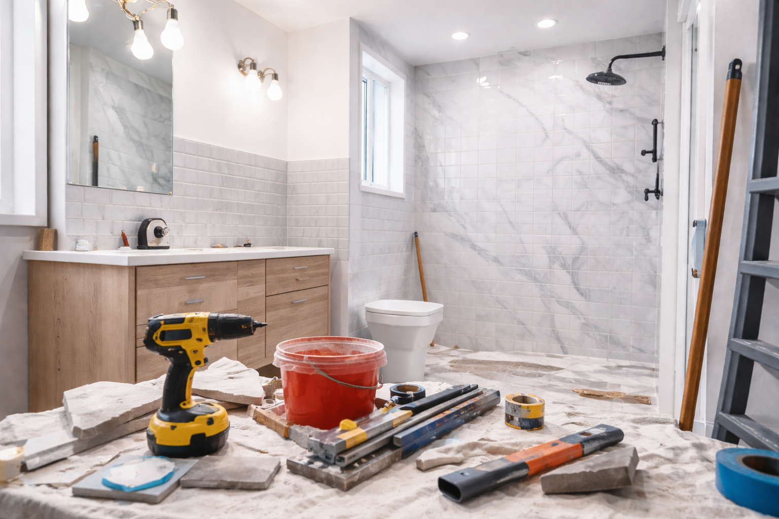 Bathroom remodeling project with modern finishes in Sioux Falls