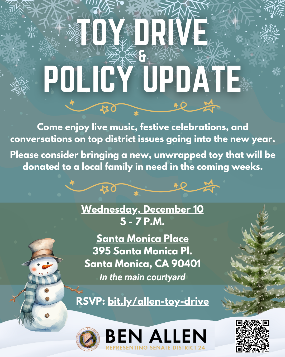 Toy Drive and Policy Update with Ben Allen