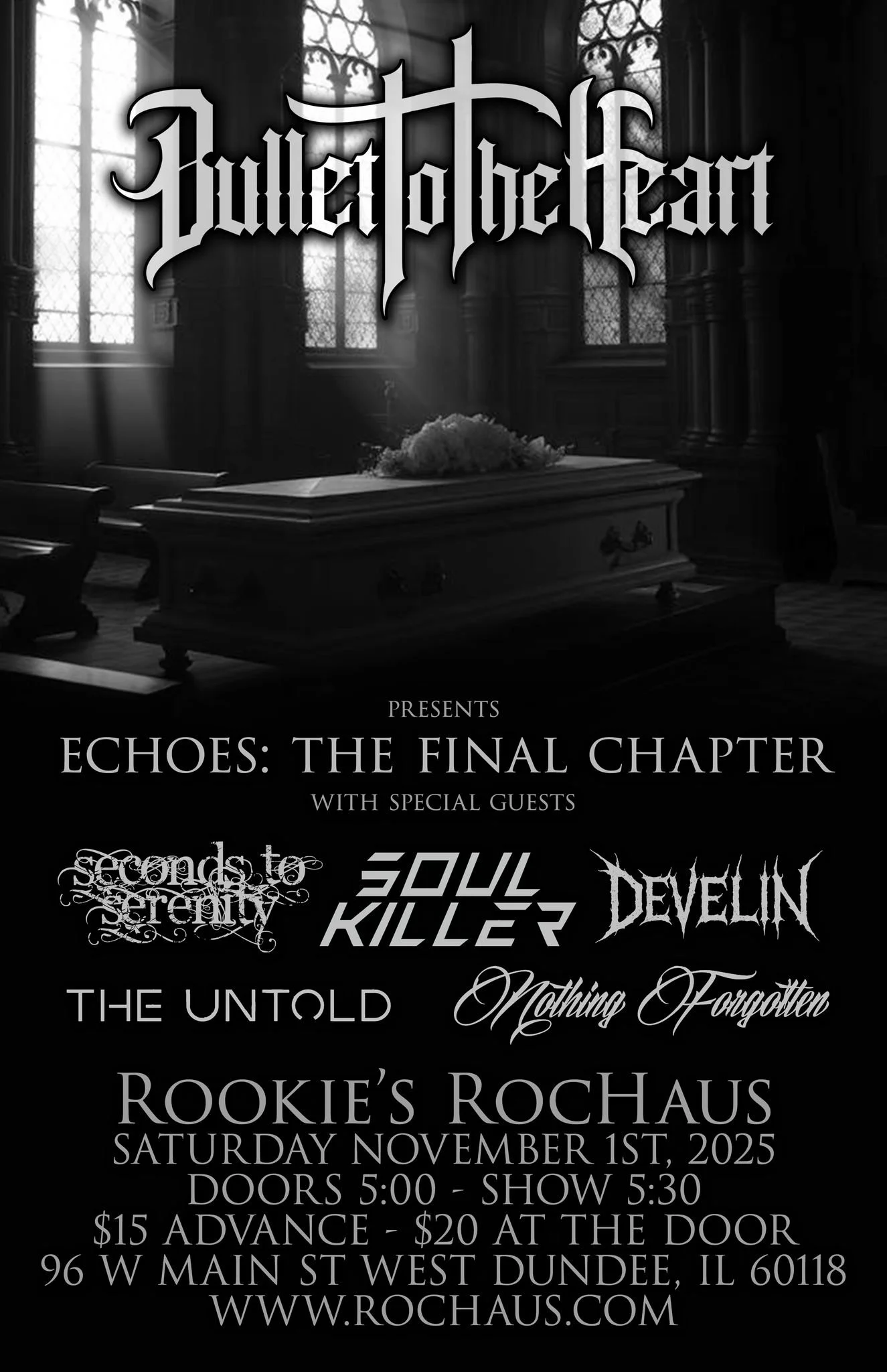 🎃 HALLOWEEN &rarr; 💿 Our new record, Nexus drops.
🔥 The very next night &rarr; our RELEASE SHOW.

🗓November 1st @ RocHaus, West Dundee, IL

⚡ Bullet To The Heart&rsquo;s FINAL show

⚡ Our release show for Nexus

⚡ A stacked lineup featuring our f