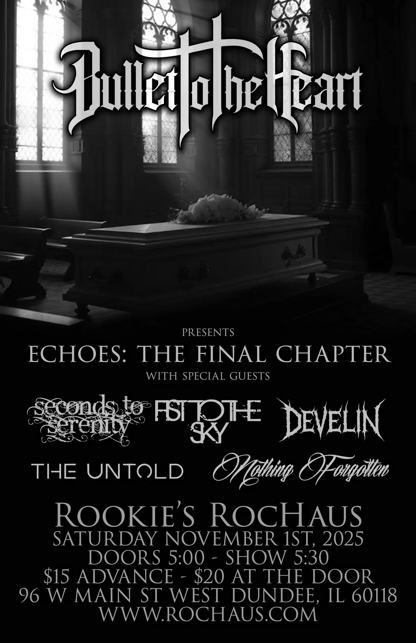 ⚡️ TONIGHT&rsquo;S THE NIGHT ⚡️
Doors open at 5:00pm over at RocHaus for what&rsquo;s guaranteed to be an unforgettable night of music, emotion, and energy.

🎤 Bullet To The Heart &ndash; Final Show, celebrating Echoes: The Final Chapter
🎸 Seconds 