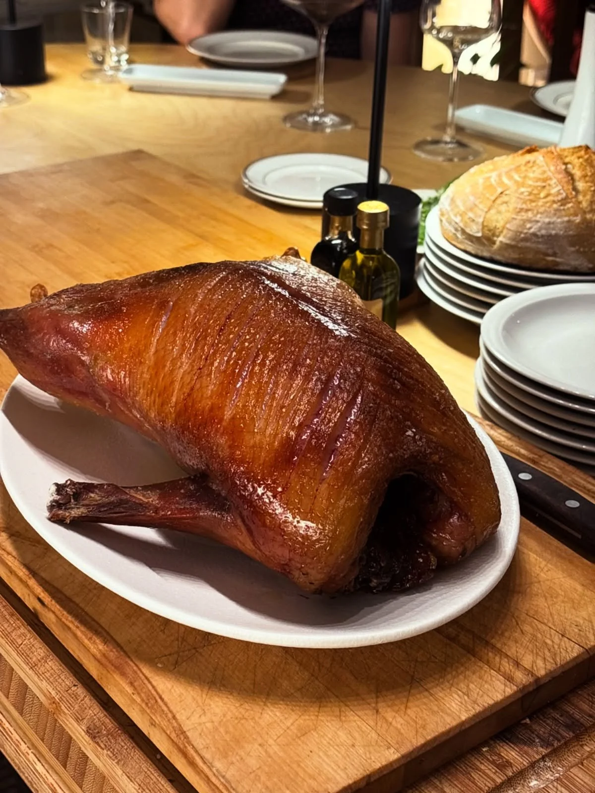 Aged Muscovy Duck, roasted whole, to be paired with, equally delicious autumn vegetables.