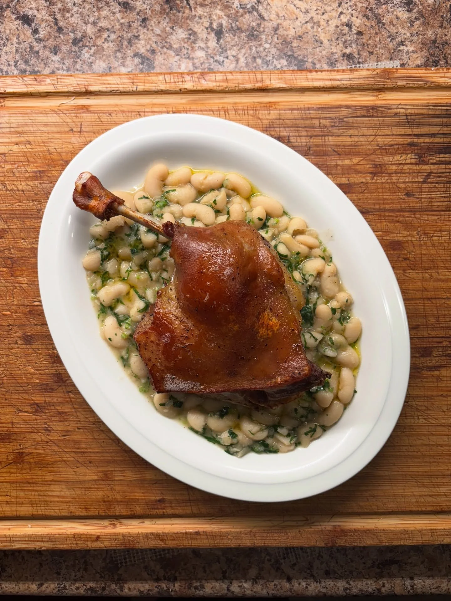 The duck is cured and finally finished luxuriously poaching in its own fat. The beans are moist. What else is there to say; life is good. If you ask, can it be better? Absolutely. A few weeks from now, as the cooked duck ages covered in its own fat&h