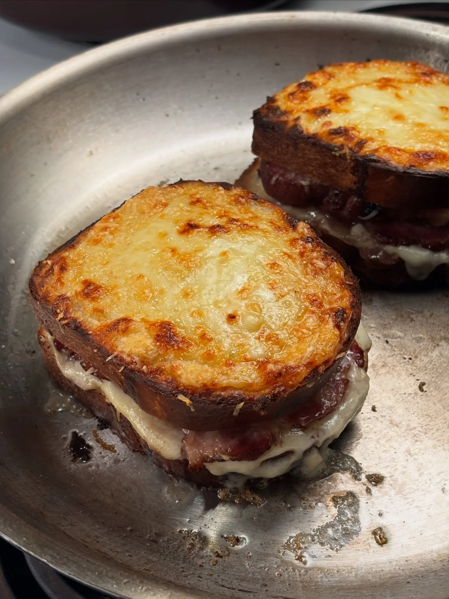 Brined &amp; Baked Ham, Sauced Mornay, Milk Bread - Croque Monsieur