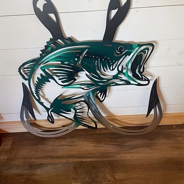 BASS -METAL FISH DECOR
