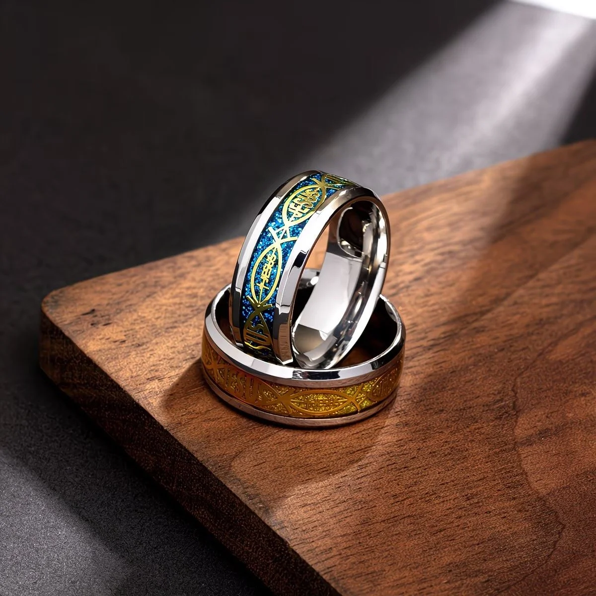 Christian Jesus Lettering & Cross Design-Ring