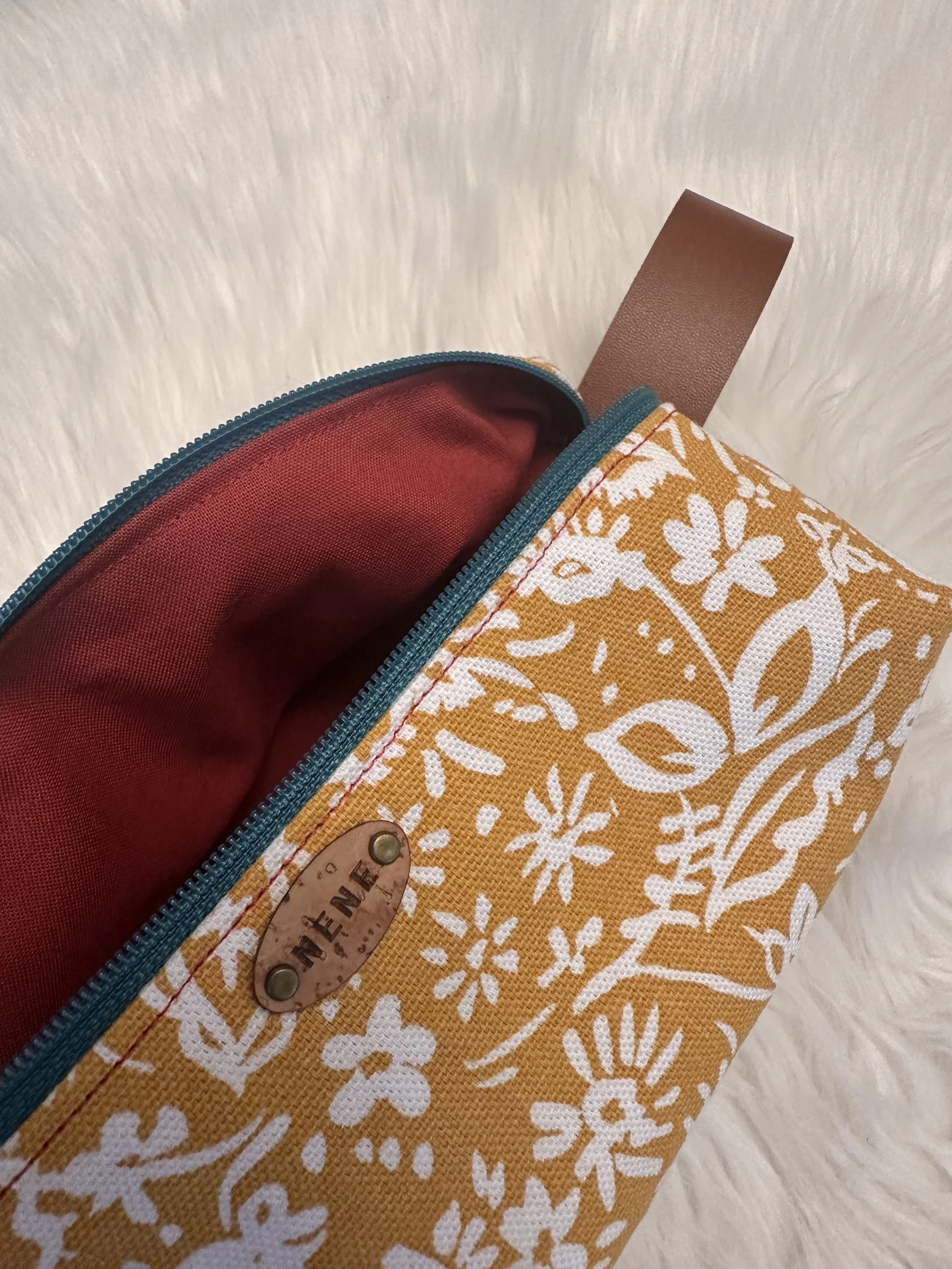 Mustard Floral Notions Pouch