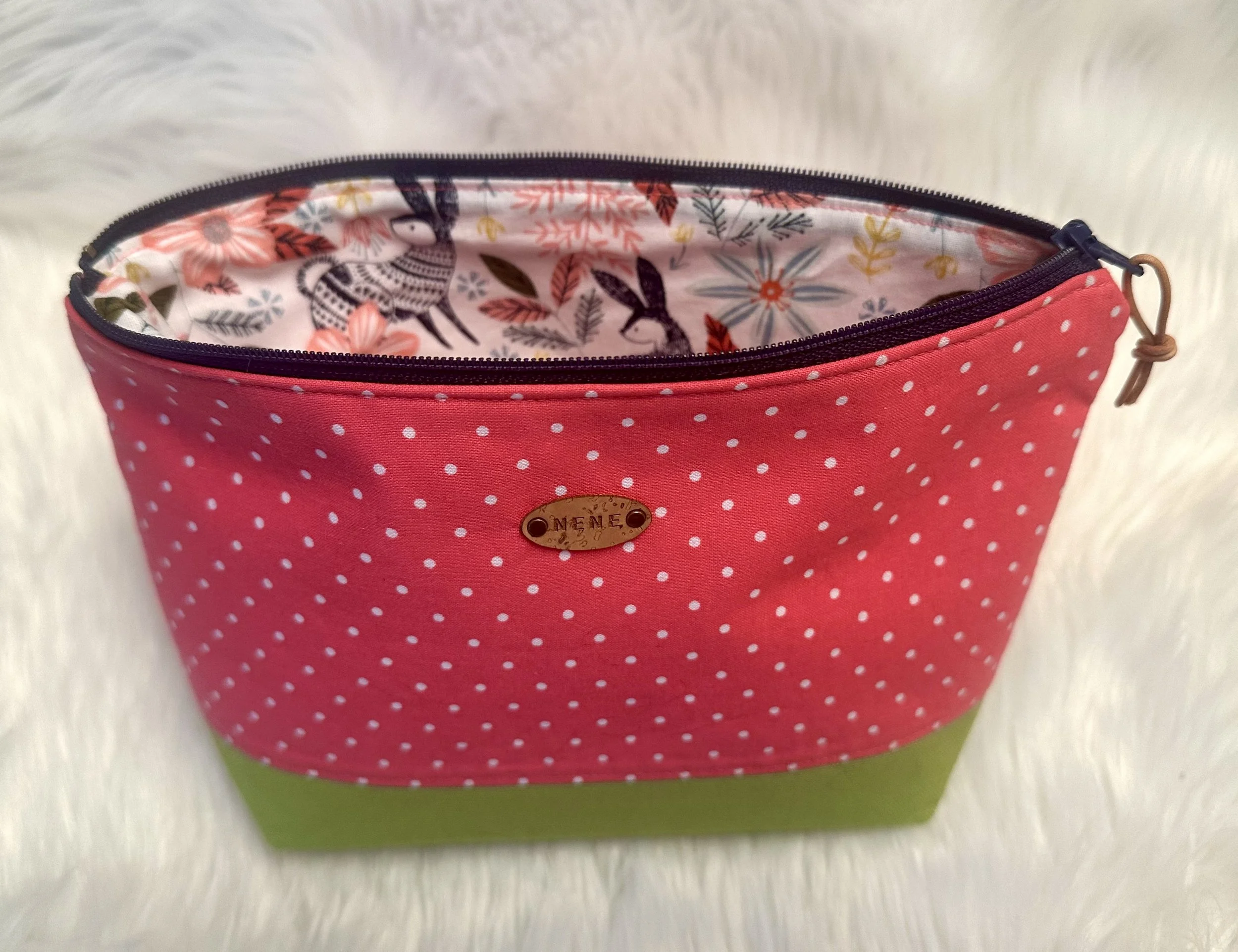 Polka Dot Pouch with Chartreuse Green base