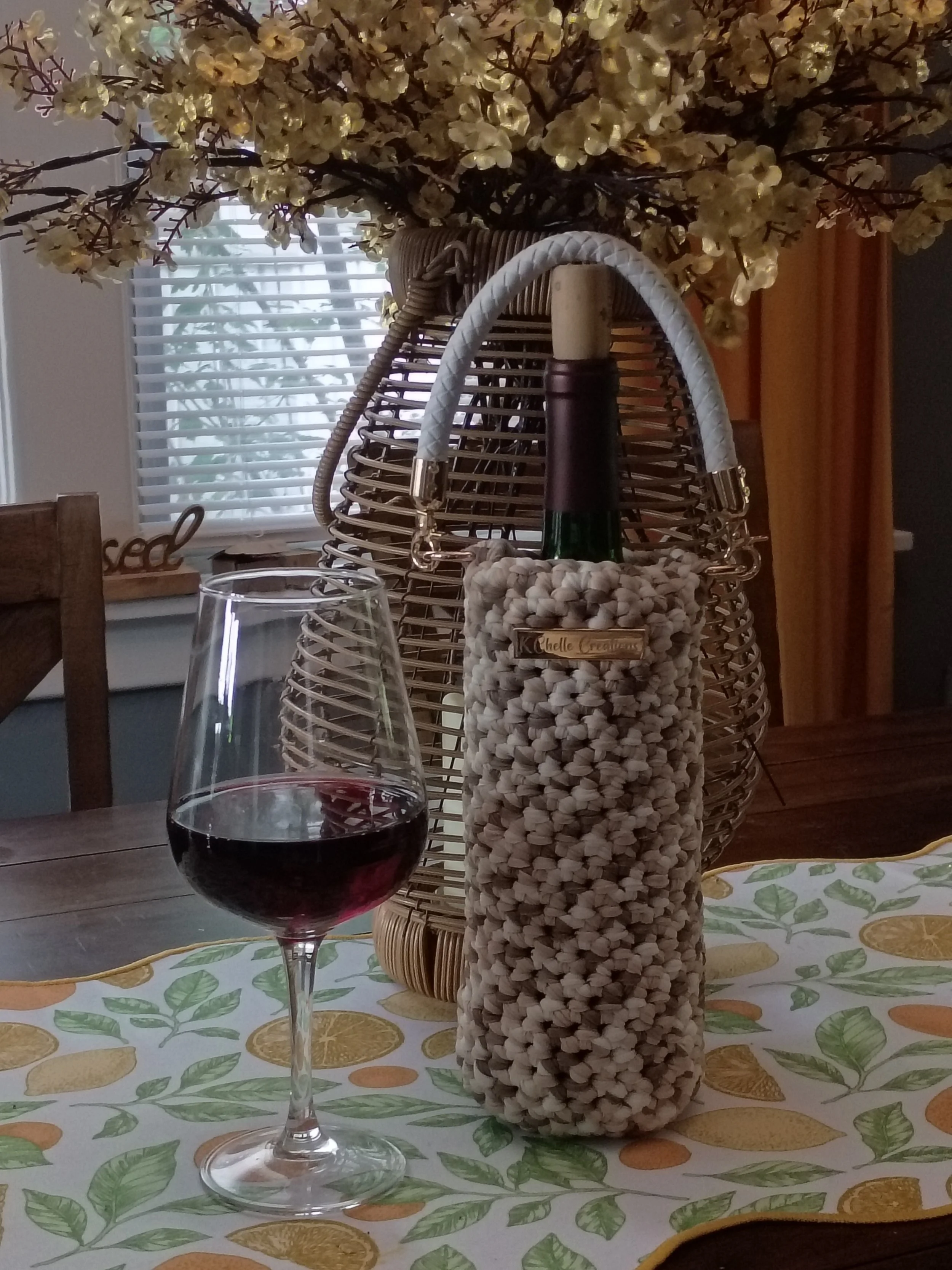 Wine Bag with Leather Strap