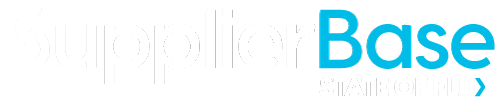 Logo of SupplierBase with the tagline 'State of Flux' leaders in supplier management software