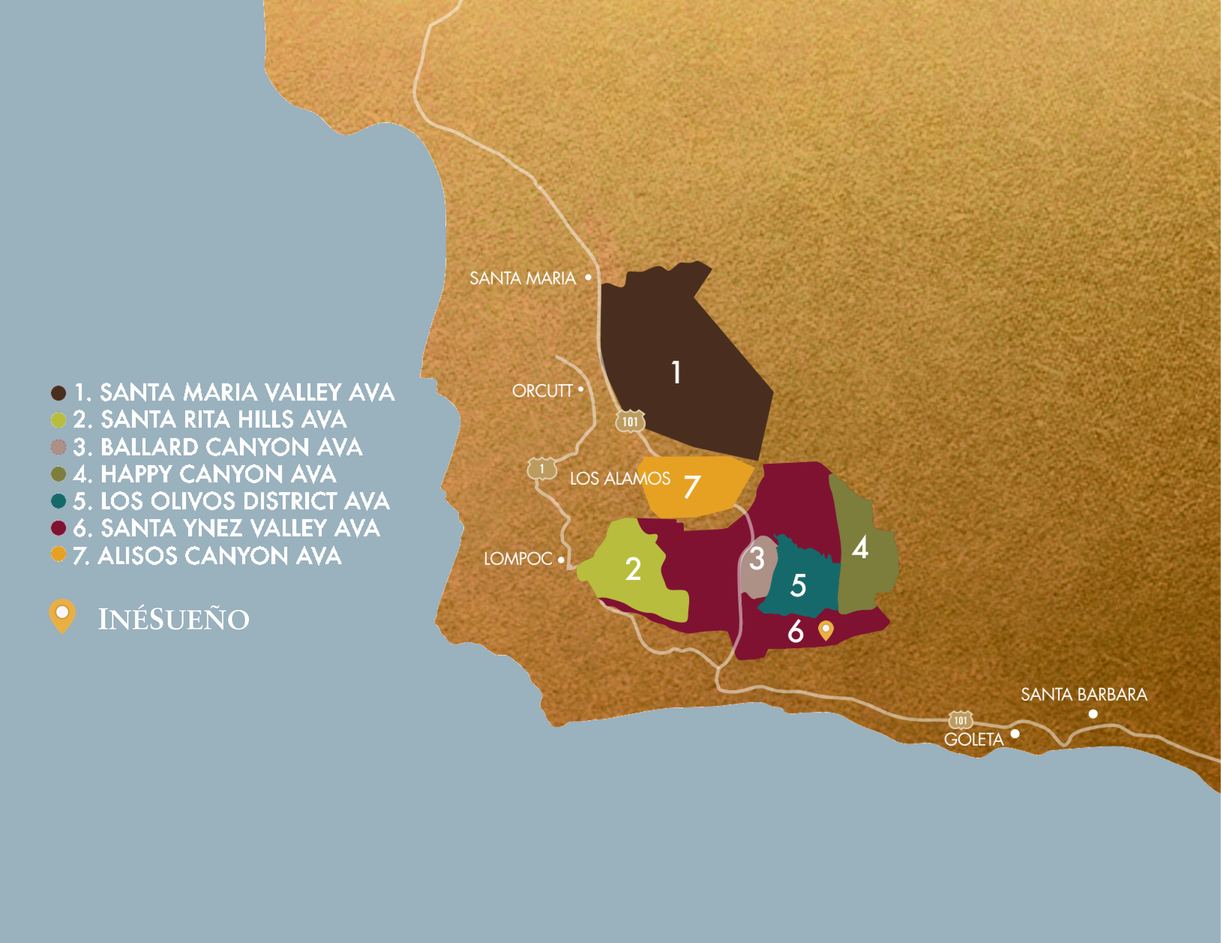 3twos Ranch INÉSUEÑO Bordeaux Blends Santa Ynez Valley - Santa Ynez Valley AVA map from vintners association