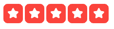 Six red icons with white star symbols on a black background.