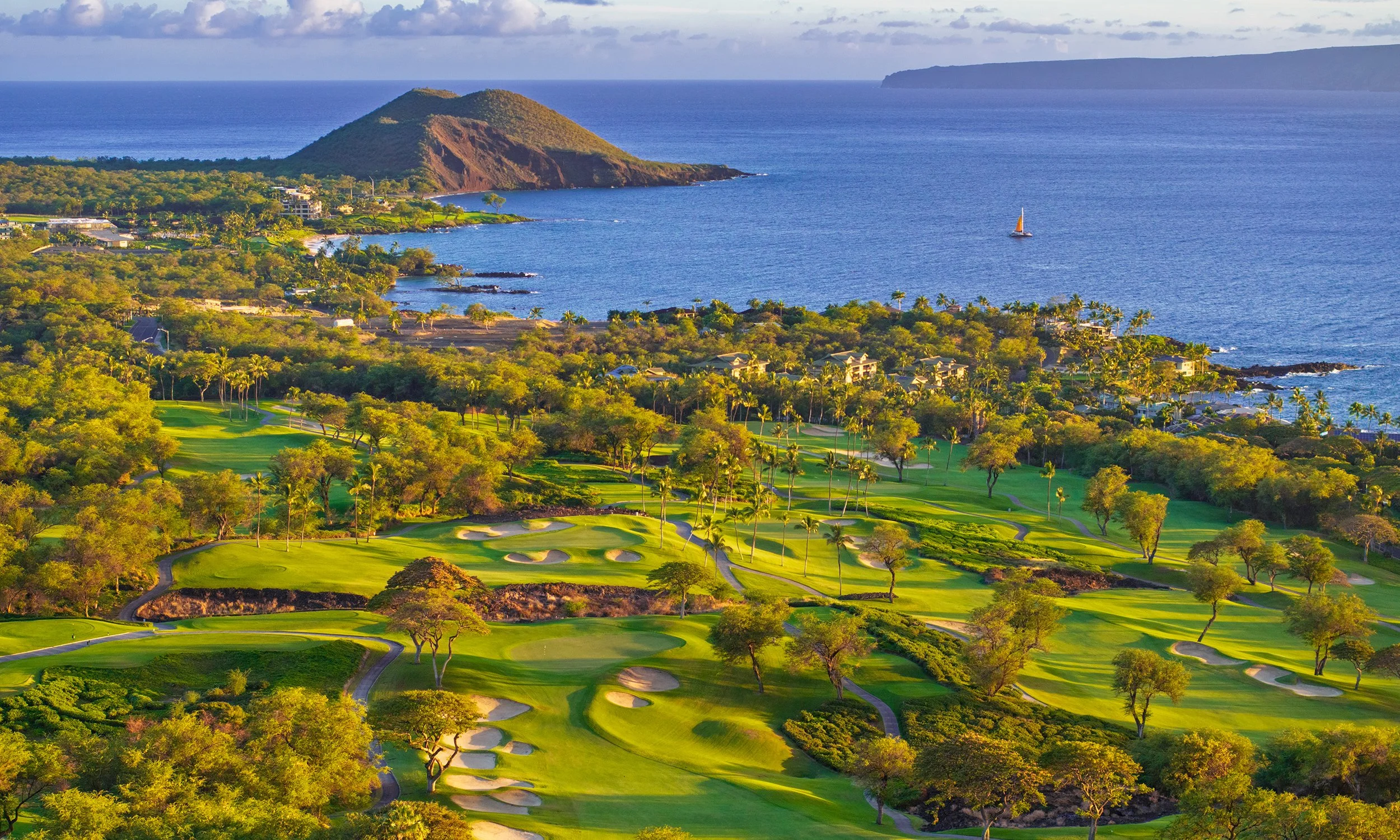 Wailea Golf Club aerial photos of the Gold and Emerald courses.