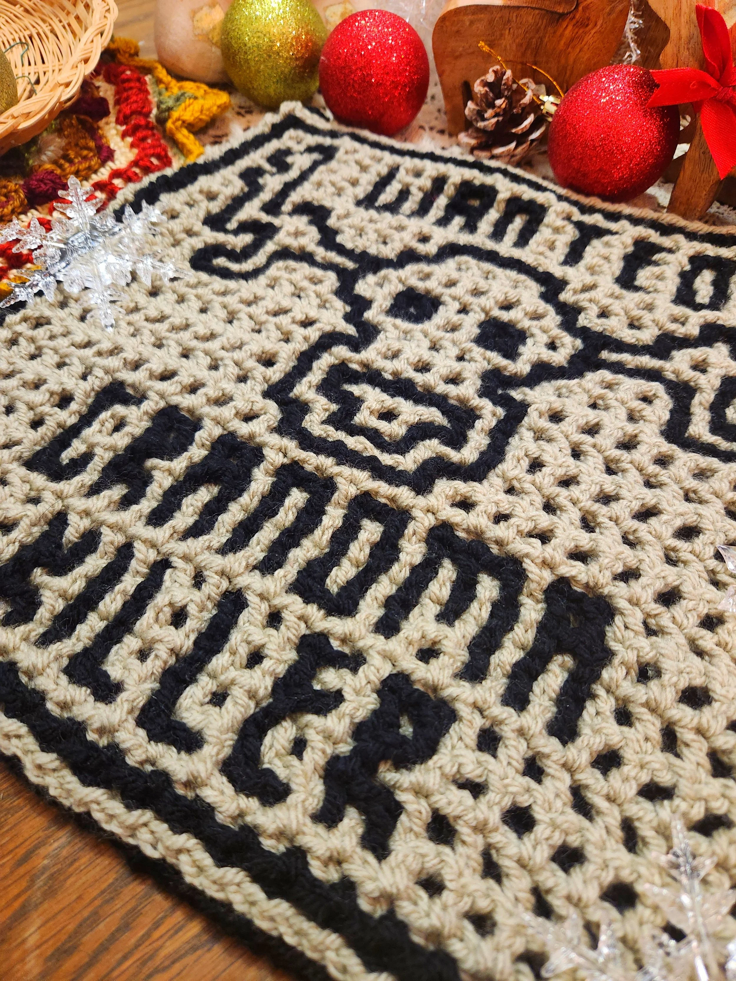 Wanted - Grandma Killer - Interlocking Crochet Square - Day 10 - 2025 Unhinged Christmas CAL
