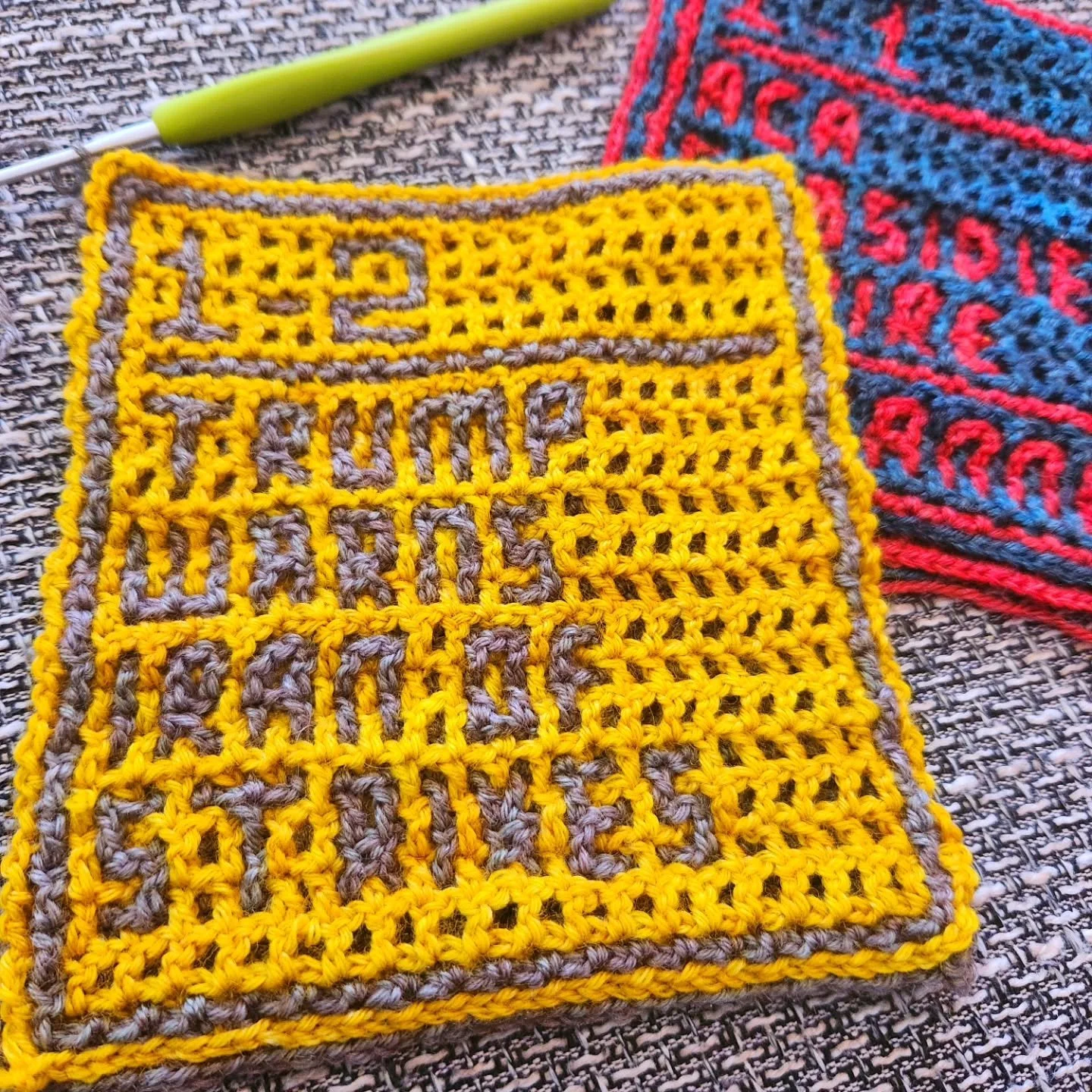 I thought of this idea a few days into the year so I am playing catch up. Instead of a temperature blanket, I am doing a news blanket I am calling "Hanging on by a Thread." It will feature concerning news headlines from each day.

For Janua