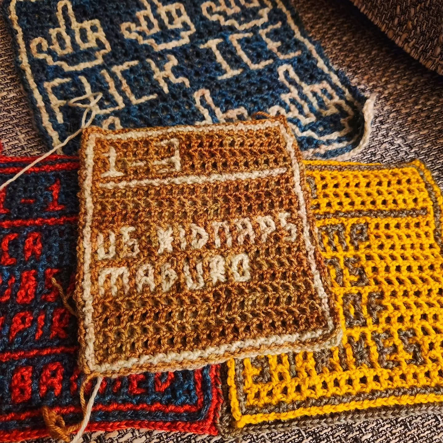 I thought of this idea a few days into the year so I am playing catch up. Instead of a temperature blanket, I am doing a news blanket I am calling "Hanging on by a Thread." It will feature concerning news headlines from each day.

For Janua