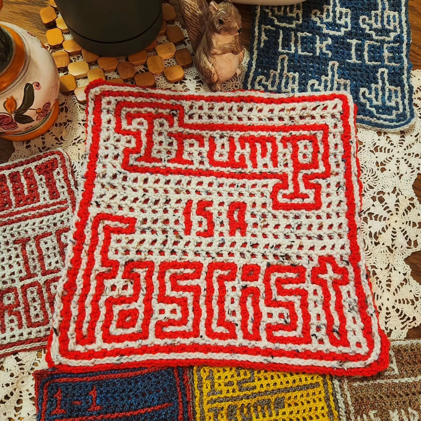 This was my first interlocking crochet pattern! It's already been almost a year and so much has happened since.  It used to be a paid pattern, but in light of recent events, I wanted to make it more accessible, so now it is offered for free on Ravelr