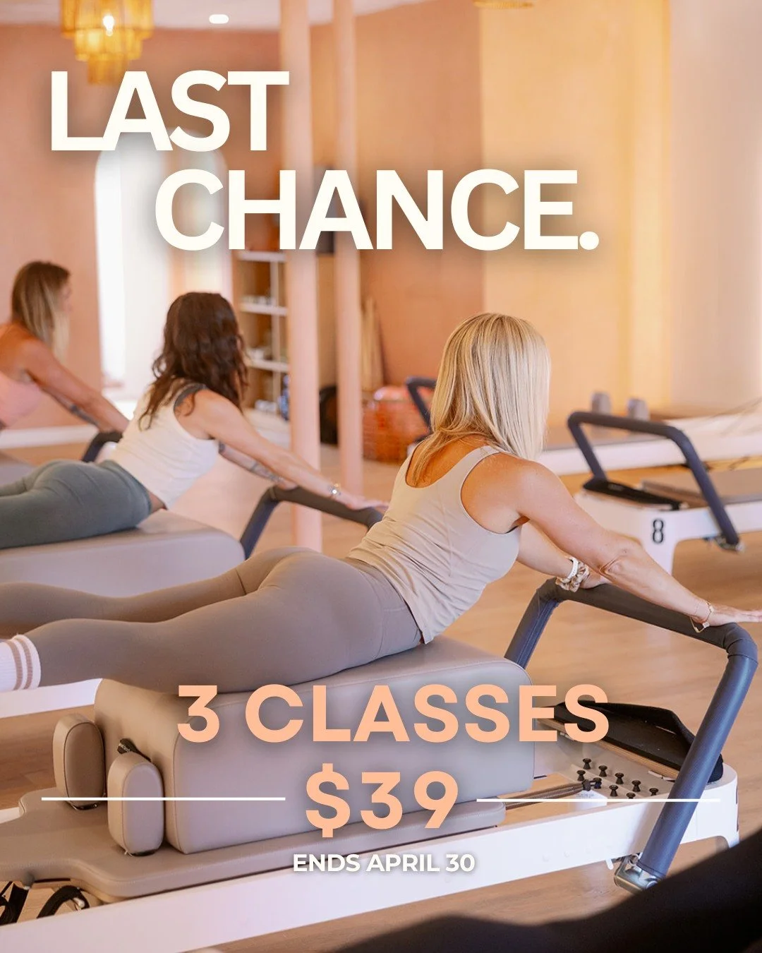 LAST CHANCE 🤍

Our 3 Classes for $39 Intro Offer ends April 30&mdash;and this is your sign to start.

If you&rsquo;ve been thinking about trying Peach House, this is the perfect way to jump in, feel it out, and get hooked.

Come as you are. Leave st