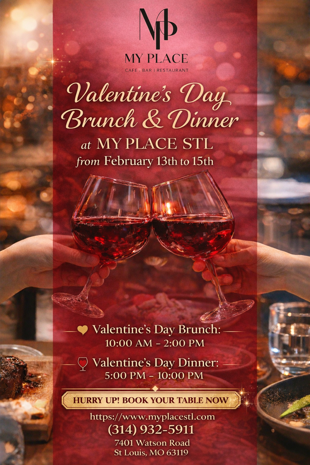 Valentines day brunch and dinner in missouri