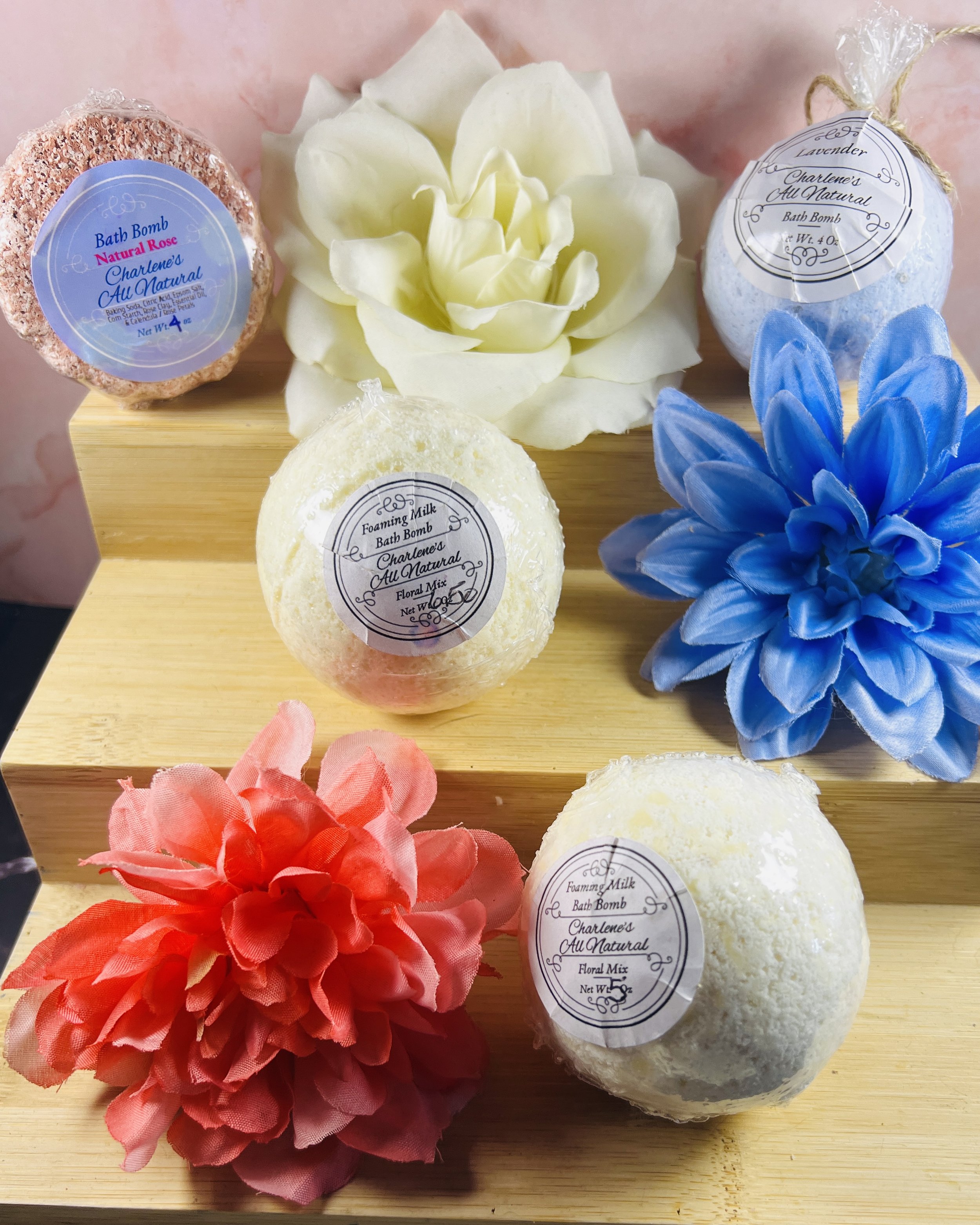 Natural ingredients are used to make bath bombs.