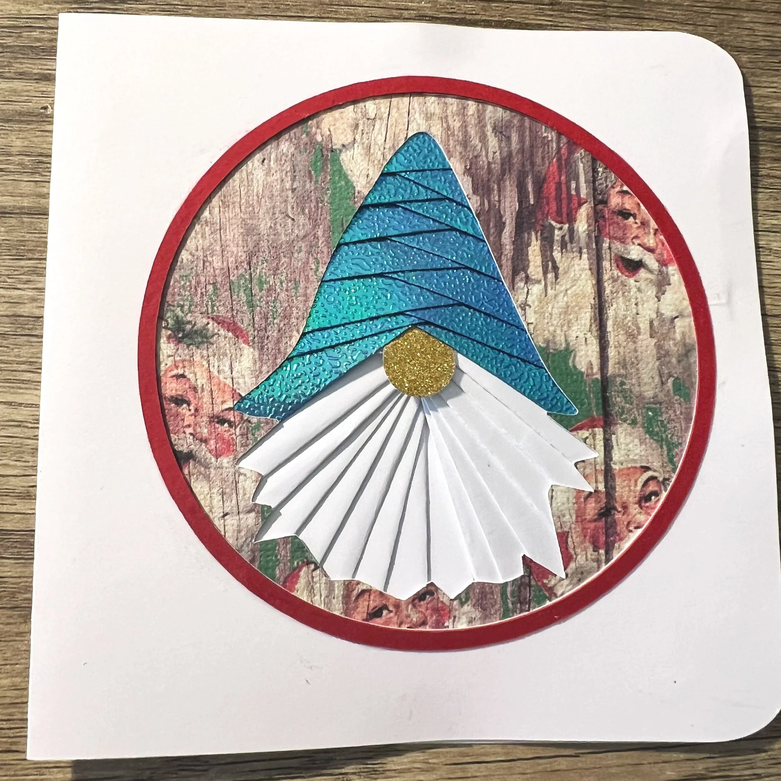 5x5 Gnome Blue Handmade Christmas Cards