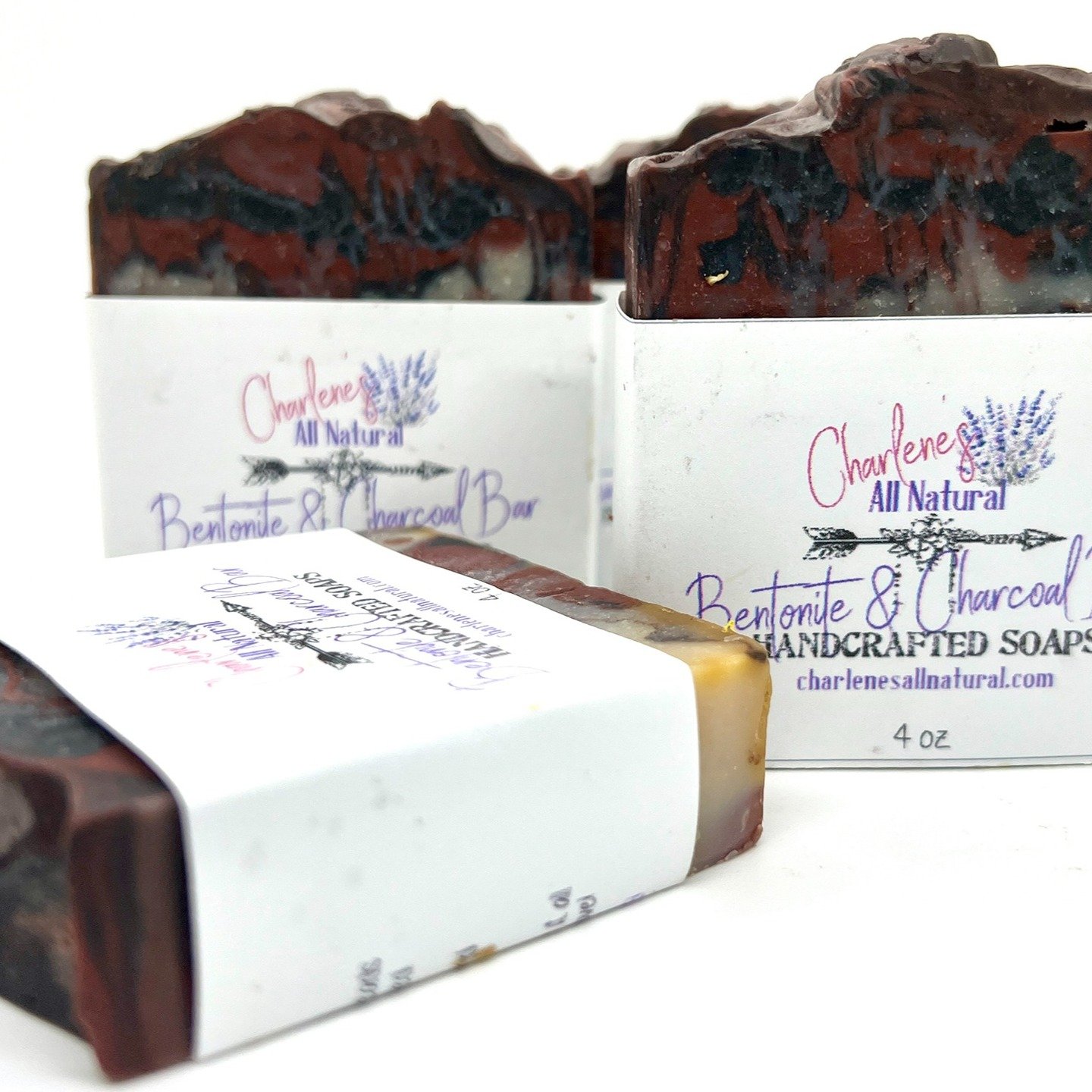 Acne-fighting Bentonite and Activated Charcoal Soap Bar. A powerful detoxifier and cleanser, drawing out dirt, oil, and other impurities from the pores. Available now and will soon be on the website; https://www.charlenesallnatural.com/artisan-goods/