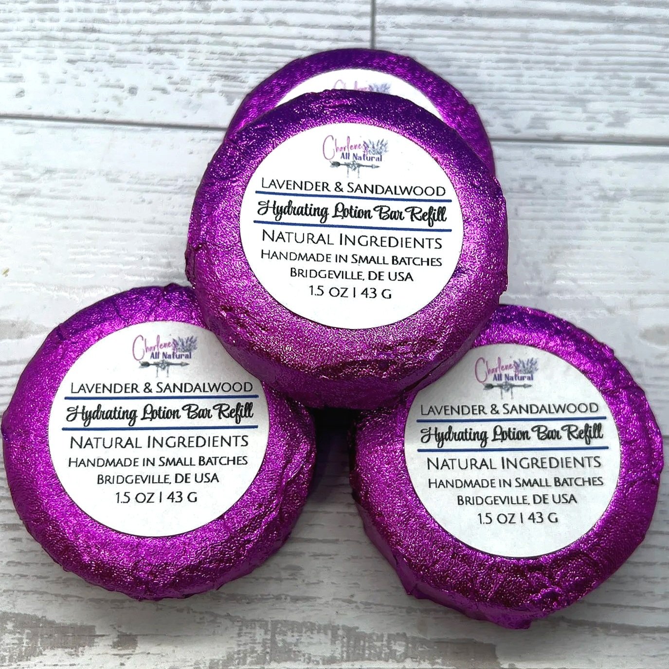 Moisturizing and hydrating lotion bar with a blend of Beeswax, Argan Oil, and Babassu Oil, all known for their moisturizing benefits. Lotion Bar Refills.