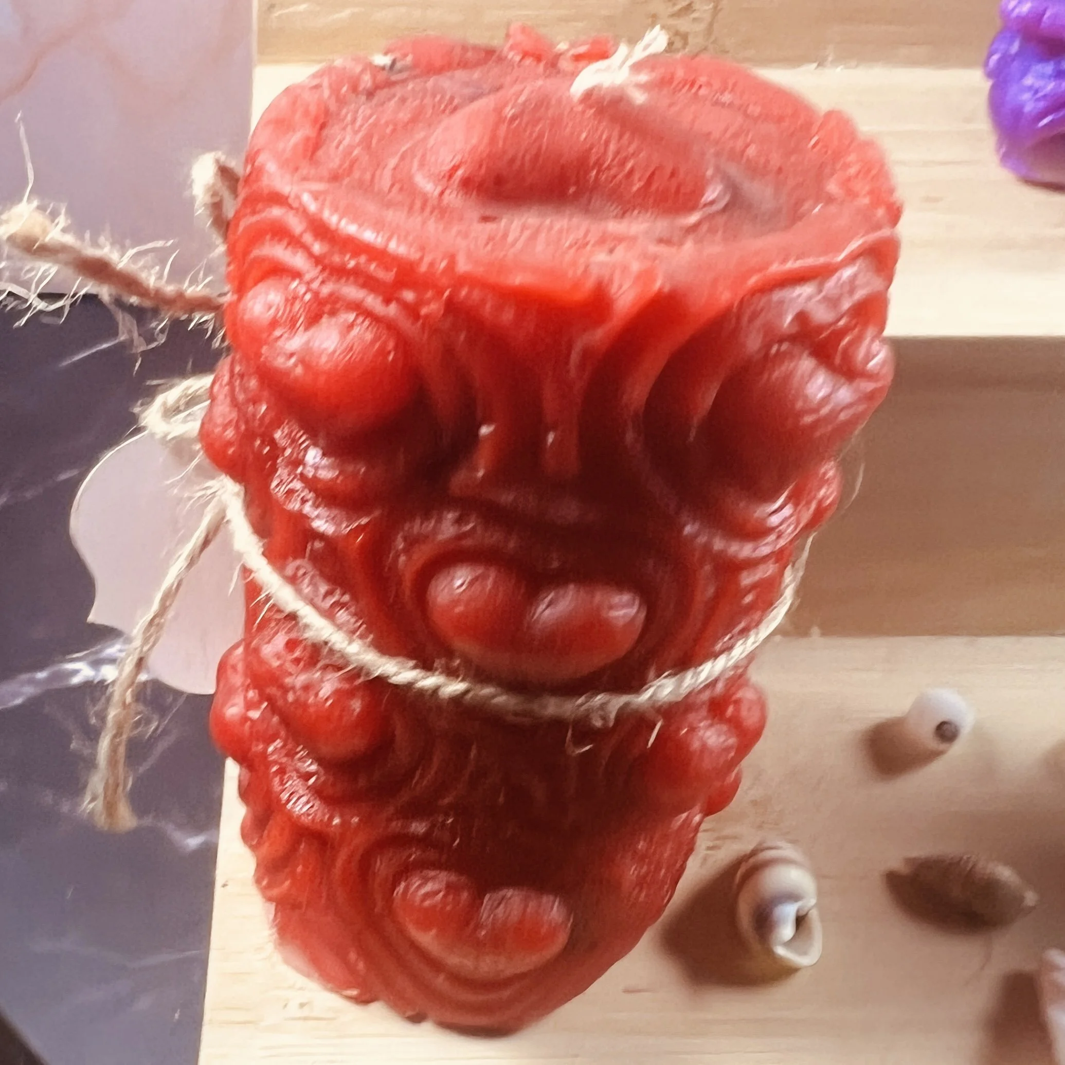 Red Round with Hearts Candle