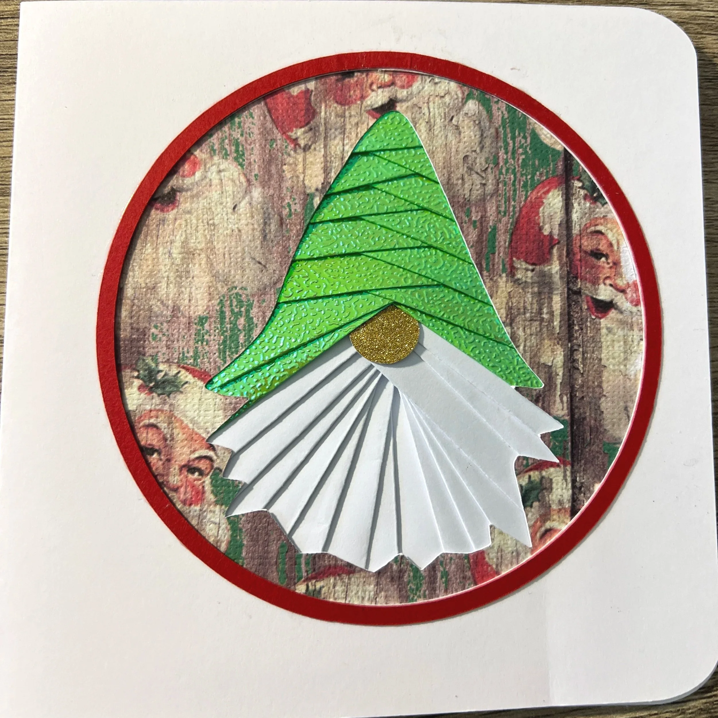 5x5 Gnome Green Handmade Christmas Cards