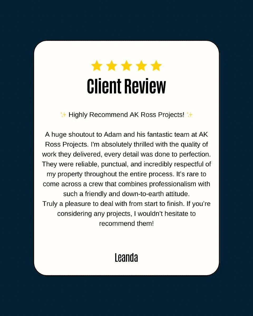 Another ⭐⭐⭐⭐⭐ from a happy client!

Ready to start your own project? Let&rsquo;s talk. 🛠️

#AKROSSProjects #ClientLove #QualityBuilds #RenovationExperts