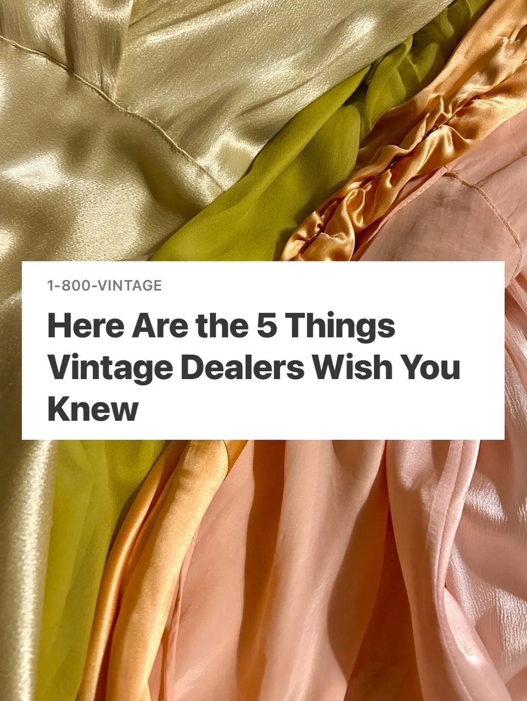 Check your inboxes for the latest from me at 1-800-VINTAGE 💌

Thank you SO much to the 50+ people who responded to my recent story! Your input helped shape this piece, and will inform lots of my future writing. Full piece at the 🖇️!

I linked SO ma