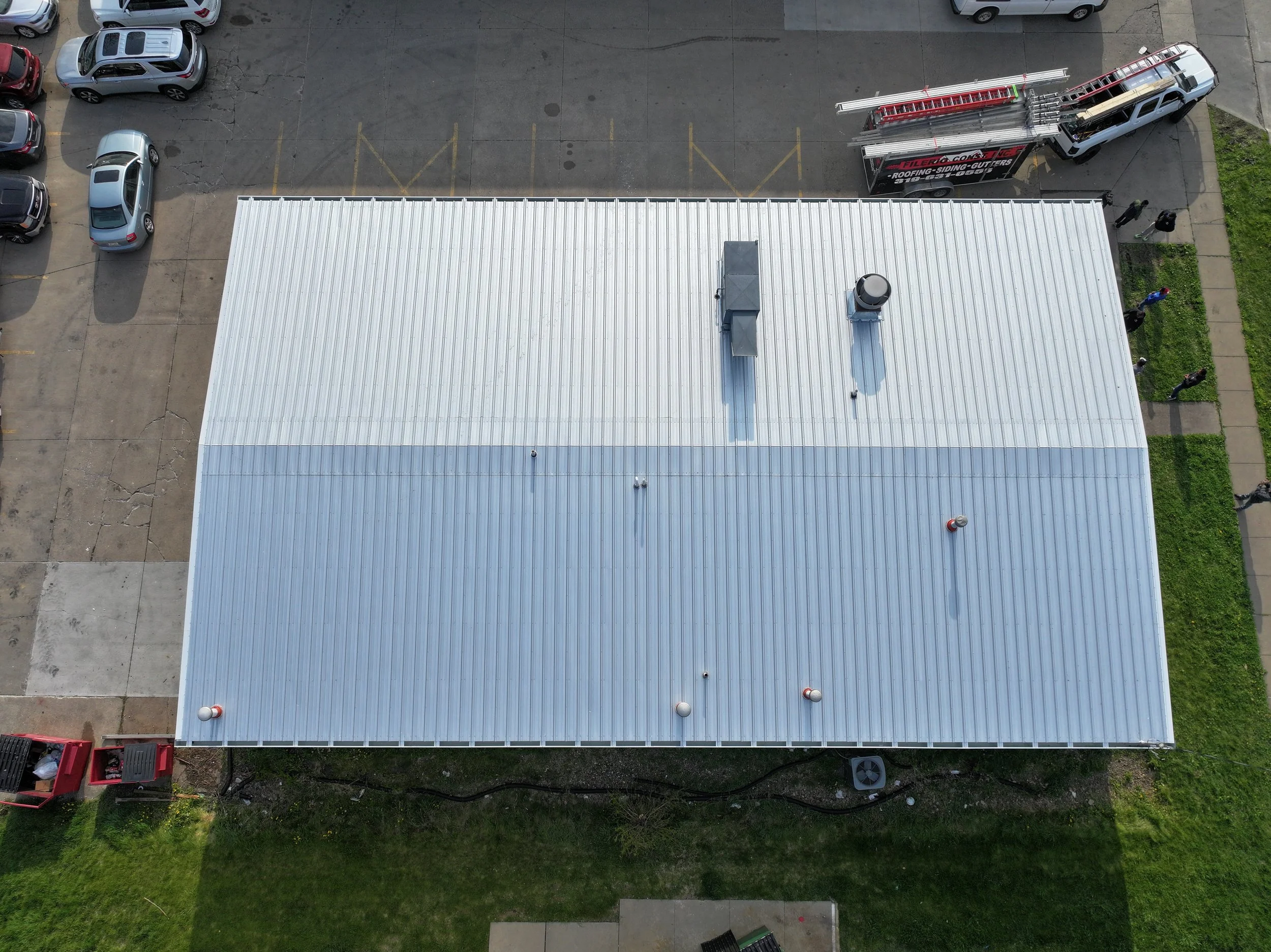 Commercial roofing aerial view