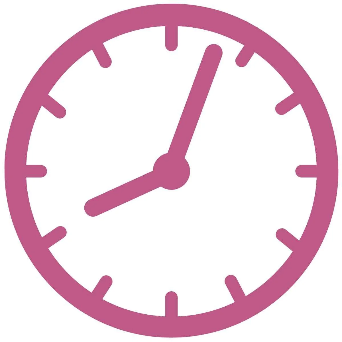 Orologio illustrato di colore rosa con le lancette che indicano le 11:40.