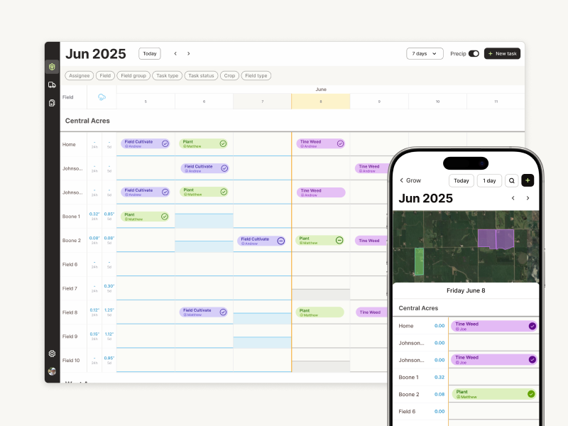 Desktop and mobile task management views