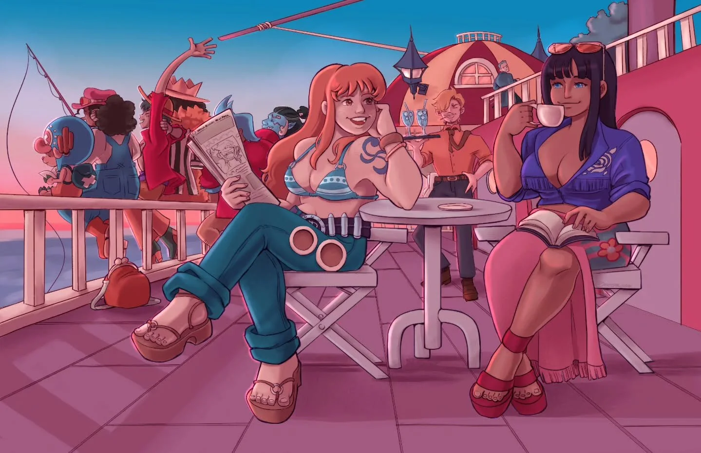 Two ladies reading, art from my recent speed paint.

#illustration #fanart #ONEPIECE #strawhatpirates