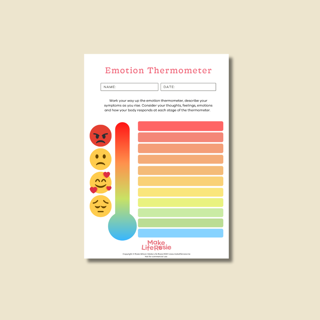 Emotion Thermometer Worksheet — Make Life Rosie
