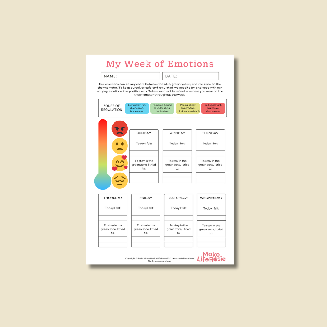 My Week of Emotions Worksheet