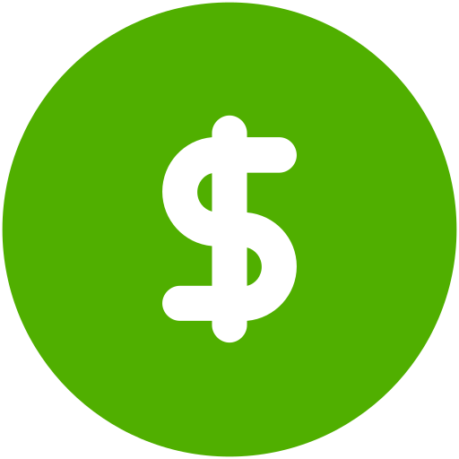 White dollar sign inside a green circle