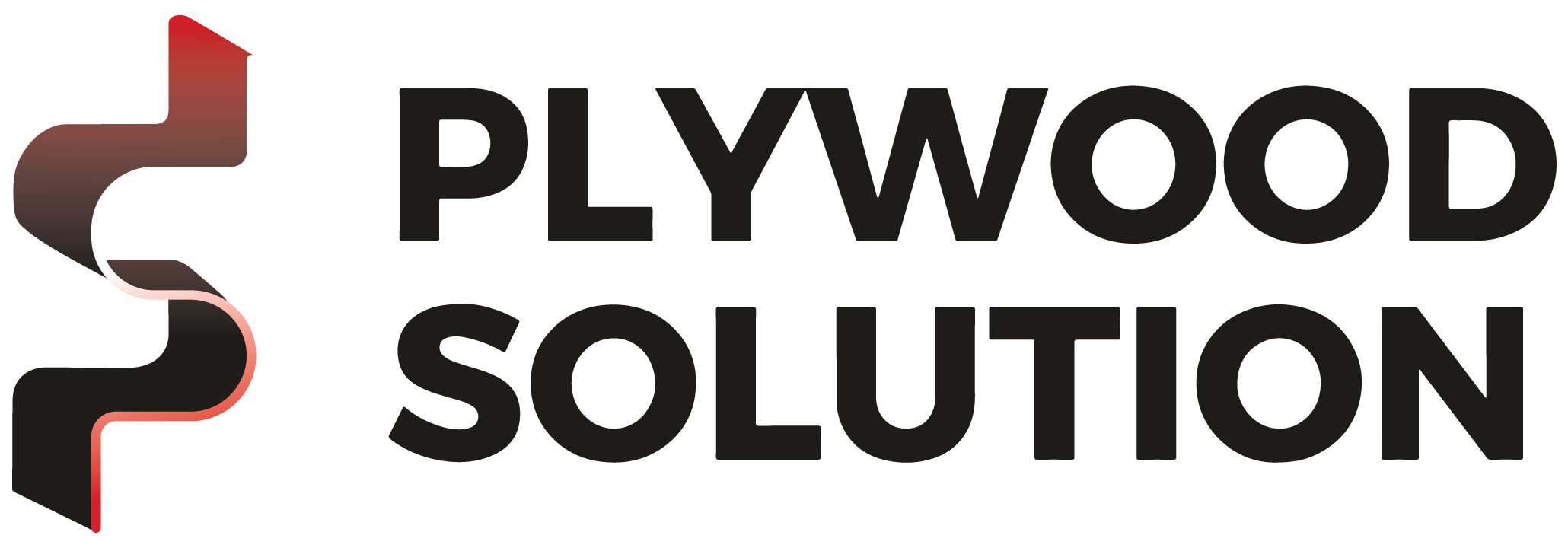 Logo with a stylized DNA strand and the text 'Plywood Solution' in black.