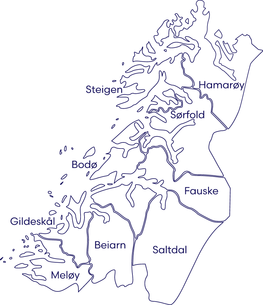 Kart over Salten Regionråd