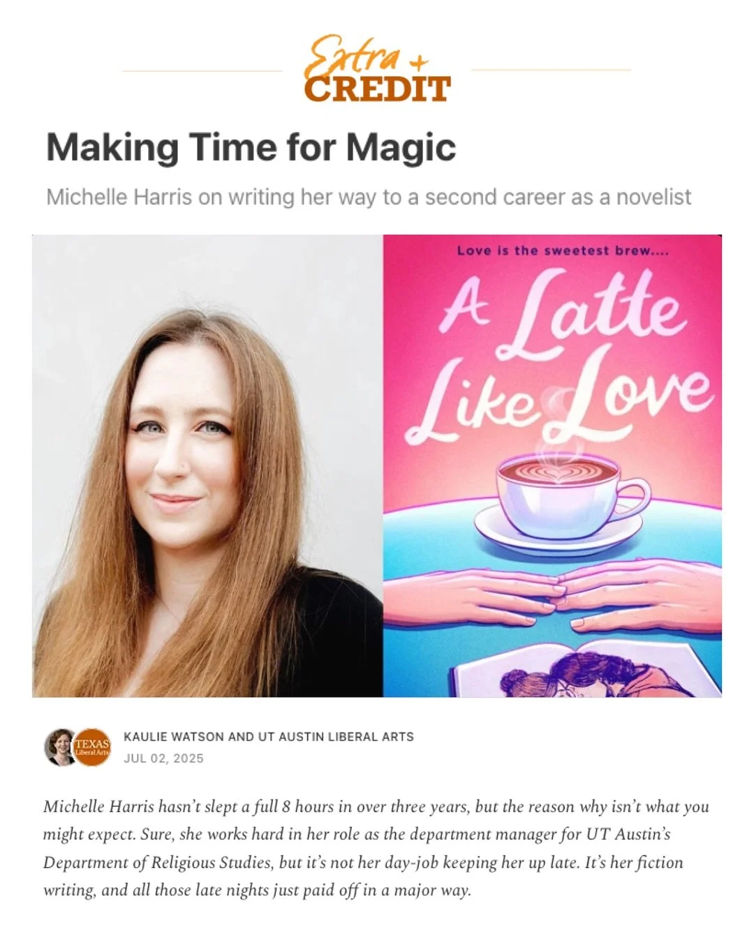 🔗 to my very first author interview is in my bio!

When I was a student at UT Austin, I knew I wanted to be a writer, which is part of why I got two degrees in French literature (BA UT Austin &lsquo;08, MA UVA &lsquo;13). But I never imagined while 