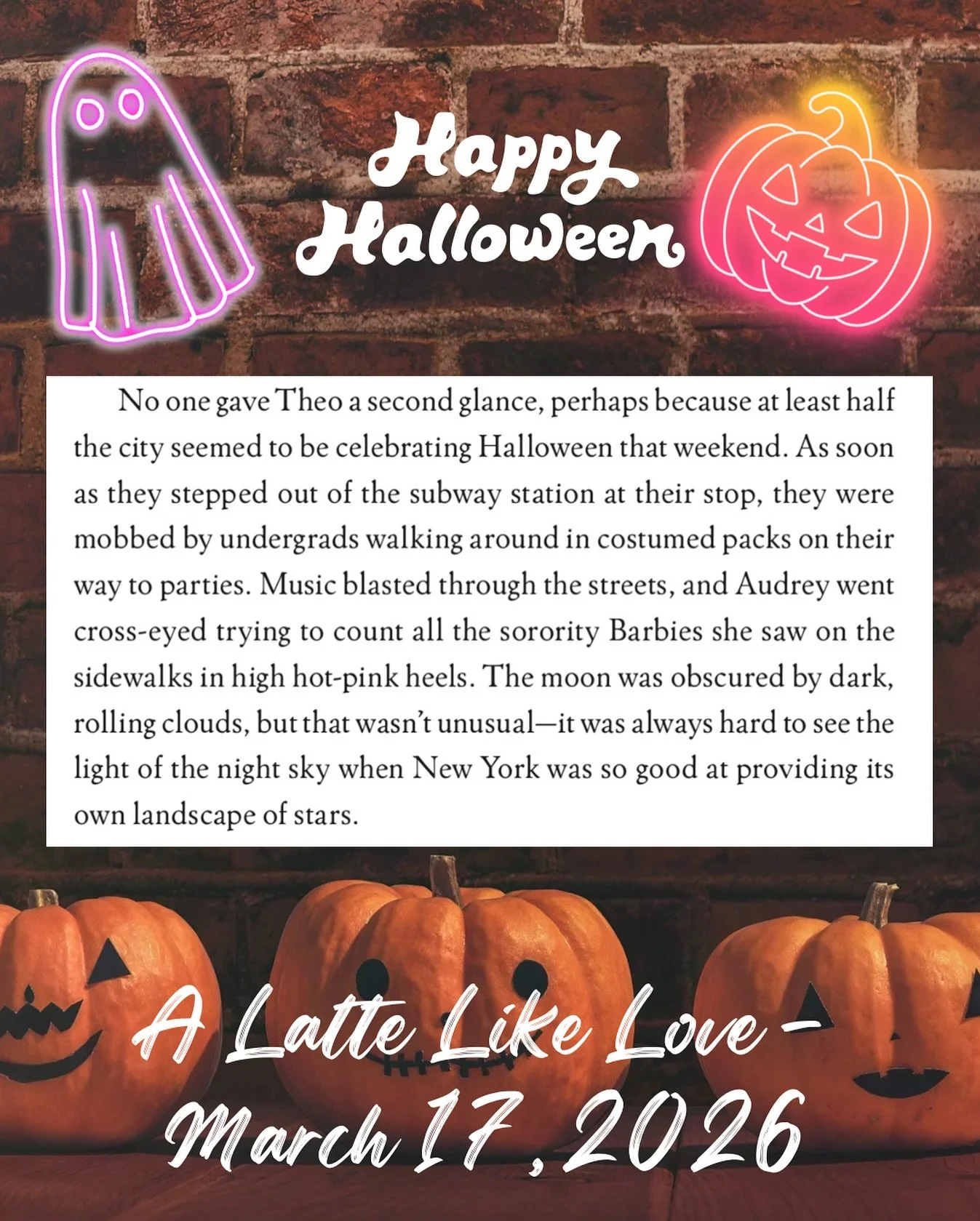 Did you know that A LATTE LIKE LOVE is actually a fall book? 🍁🍂

There are even several Halloween chapters, including a costume party - and what happens afterwards. 👀🎃👻

I couldn&rsquo;t resist writing in my favorite holiday when given the chanc