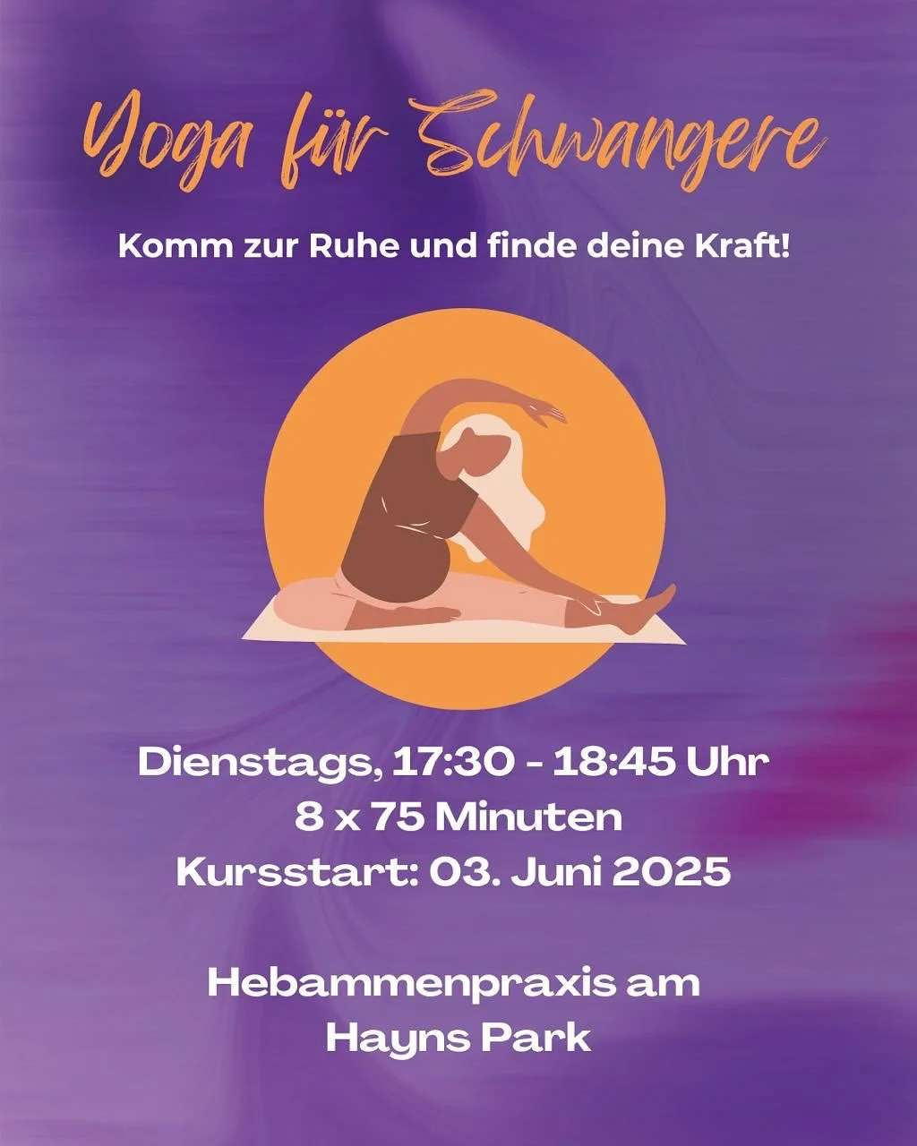 Es geht los - Schwangerenyoga in der Hebammenpraxis am Hayns Park in Winterhude
Dich erwarteten:
🗓️wöchentliche Yogaeinheiten
💪eine Kombination aus Kräftigung und Entspannung
😮‍💨Geburtsvorbereitende Atemtechniken
🦋Sensibilisierung